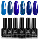 Beetles Blue Jean Baby Collection Classi Blue Glitter Gel Nail Polish Set, 6 Colors Gel Polish Soak Off UV LED Nail Art Manicure Kit Diy at home 7.3ml/Bottle beetles Gel Polish