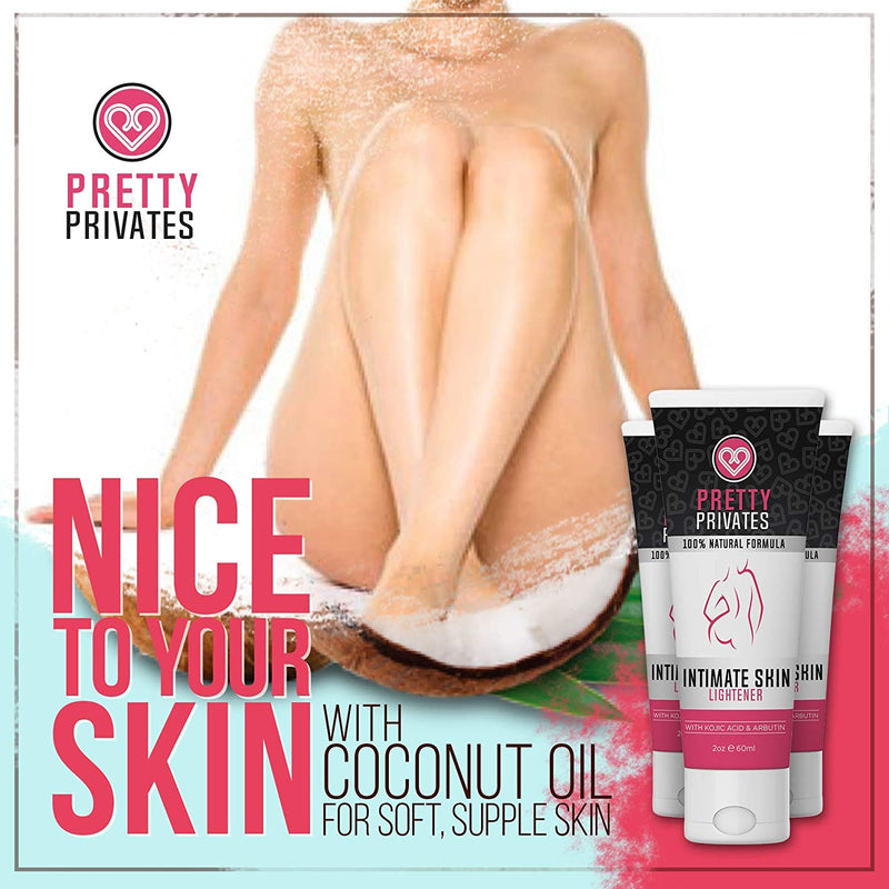 Intimate Lightening Cream - Pretty Privates - Natural Skin Bleaching for Intimate and Sensitive Areas - Private Parts, Underarm, Elbow, Knee - With Kojic Acid + Niacinamide + Arbutin (2oz) Pretty Privates