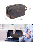 emissary Men's Toiletry Bag Leather and Canvas Travel Toiletry Bag Dopp Kit for Men Shaving Bag for Travel Accessories (Gray) emissary