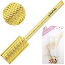 PANA 3/32" Shank Size Professional - Flat Top Large Barrel Gold Carbide Medium Grit - Nail Drill Bit for Dremel Machine PANA