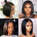 Unice Hair Blunt Cut Bob Human Hair Closure Wig for Black Women, Brazilian Remy Straight Hair Short 4x4 Lace Closure Wigs With Baby Hair 150% Density UNICE Store
