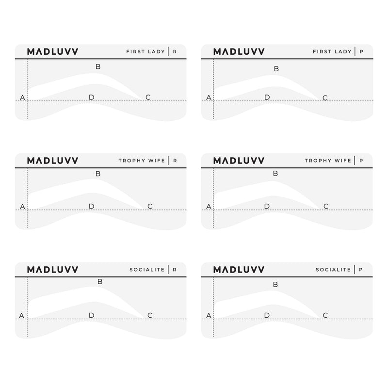 Best Eyebrow Shaping Stencil Kit, Set of 6 Plastic Reusable Stencils for Semi Permanent Microblading Tattoo & Makeup Artists, Draw & Shape Thicker and Fuller Brows with Eyeliner Pencil & Micro Blades (NA) MADLUVV