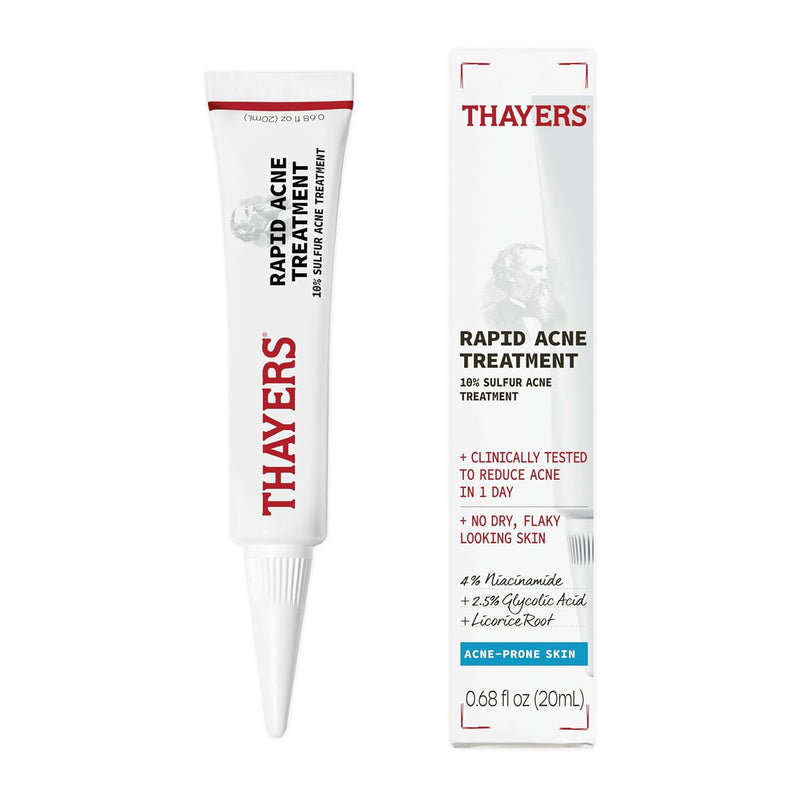 THAYERS Rapid Acne Treatment with 10% Sulfur, Sulfur Acne Treatment with Niacinamide and Glycolic Acid, Soothing and Non-Stripping Skin Care, 0.68 Fl Oz Infinity Warehouse