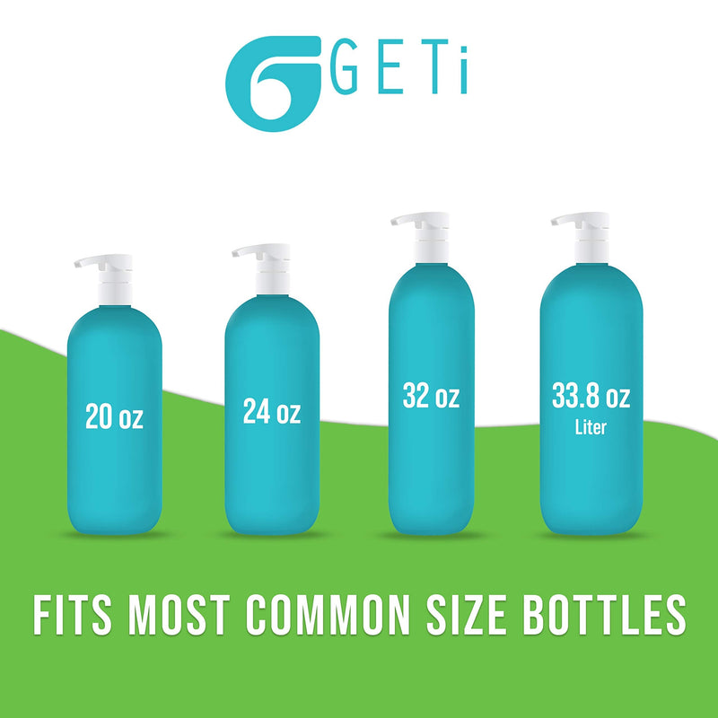 Geti Beauty SalonTop Shampoo Bottle Liquid Dispenser – 1-Pack Liter 33.8 oz Pump – Fits Common Shampoo and Conditioner Containers – Non-Slip Notch Design – 28/410 4cc Geti Beauty