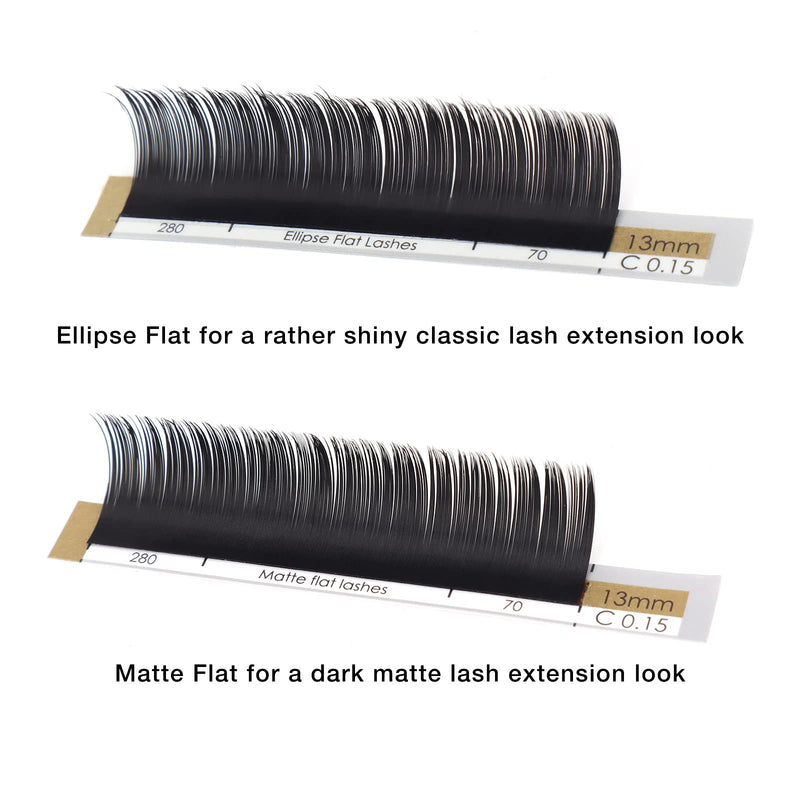 LASHVIEW Eyelash Extensions,Individual Lashes,Ellipse Eyelash Extensions 0.15mm M Curl 9mm Flat Lashes Eyelash Extensions Beauty Salon Use LASHVIEW
