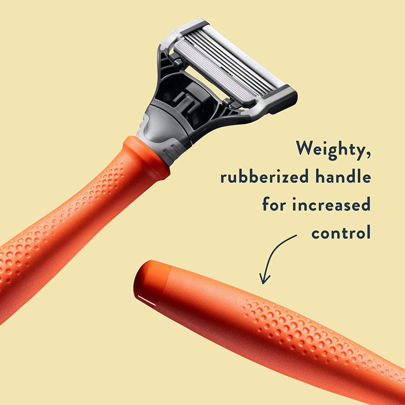 Harry's Razors for Men - Shaving Razors for Men includes a Mens Razor, 3 Razor Blade Refills, Travel Blade Cover, and 4 Oz Shave Gel (Bright Orange) Harry's