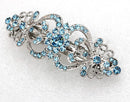Faship Gorgeous Aqua Crystal Hearts And Floral Hair Barrette Faship