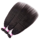 Odir Brazilian Kinky Straight Human Hair 3 Bundlles 16 16 16 inch Yaki Straight Hair Weave Bundles Unprocessed Brazilian Virgin Human Hair Bundles Natural Color Odir