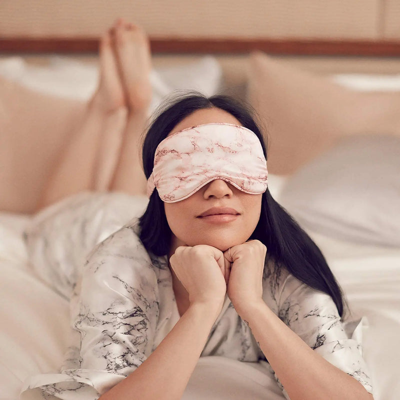 Slip Silk Sleep Mask, Pink Marble (One Size) - 100% Pure Mulberry 22 Momme Silk - Comfortable Sleeping Mask with Elastic Band + Pure Silk Filler and Internal Liner SLIP Store