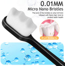 Adult Extra Soft Toothbrush with 20000 Soft Bristles, (Pack of 6) Micro Nano Manual Toothbrushes for Protect Sensitive Gums, Black/White VEGOLS