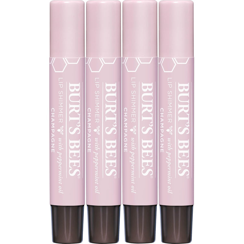 Burt's Bees Shimmer Lip Tint Valentines Day Gifts, Tinted Lip Balm Stick, Moisturizing for All Day Hydration with Natural Glowy Pigmented Finish & Buildable Color, Champagne (4-Pack) Infinity Warehouse