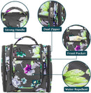 PAVILIA Hanging Travel Toiletry Bag for Women Men | Bathroom Toiletry Organizer Kit for Cosmetics Makeup | Dopp Kit Hygiene Bag for Shaving Shower (Floral Grey) PAVILIA