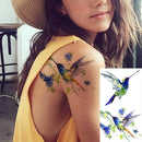 15 Sheets FANRUI 3D Watercolor Hummingbird Temporary Tattoos For Women Girl Small Multicolor Hummer Birds Tattoo Temporary Colorful Flower Fake Face Tatoo Kids Tiny Hands Waterproof Tatto Adult Tato FANRUI