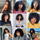 Water wave Human Hair Wigs with Bangs None Lace Front Wigs Human Hair for Black Women 150% Density Machine Made Brazilian Unprocessed Virgin Hair Wigs Natural Color (26 inch) Borchan