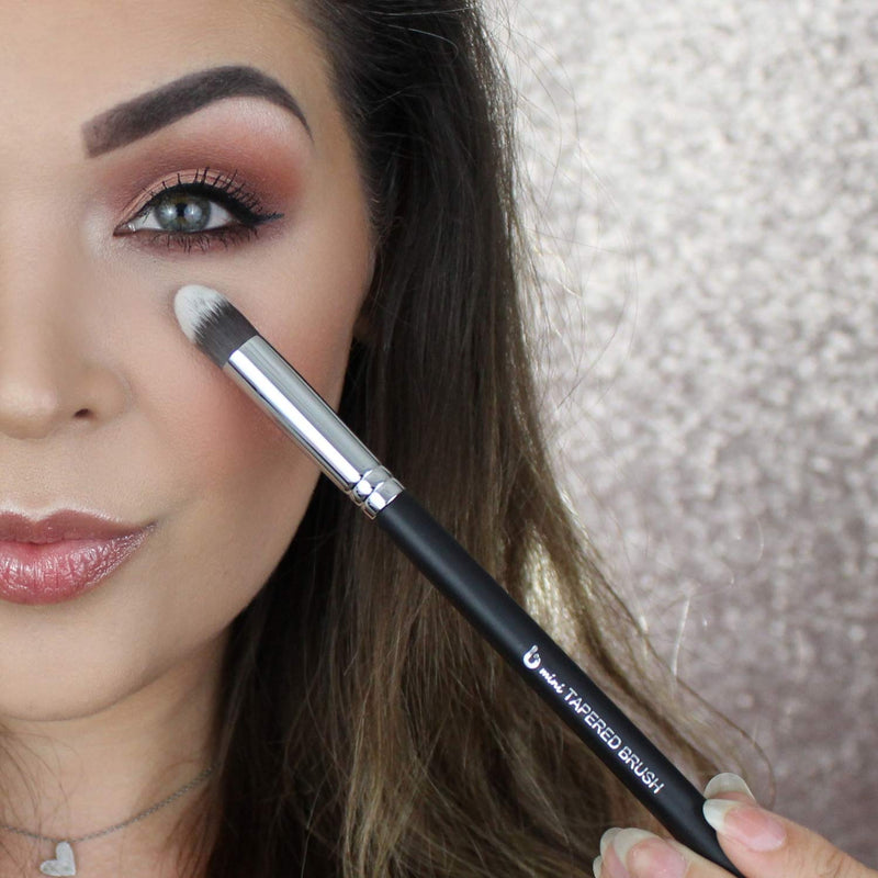 Kabuki Concealer Brush Under Eye - Beauty Junkees Mini Tapered Blending Makeup Brushes for Undereye Blender Buffer with Liquid Cream Powder Eyeshadow Cosmetics, Dense, Vegan Synthetic Beauty Junkees