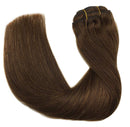 GOO GOO 22 Inch Clip in Human Hair Extensions Chocolate Brown Straight Real Natural Hair Extensions Clip in Thick Hair Weft 120g 7pcs GOO GOO