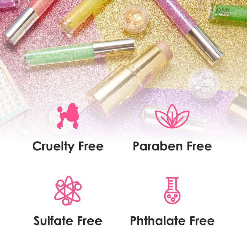 Winky Lux | Glimmer Balm | Color Changing Lipstick | pH Lip Balm | Tinted Lip Balm | Glitter Lipstick | With Vitamin E | 0.13 Oz, Rose Winky Lux