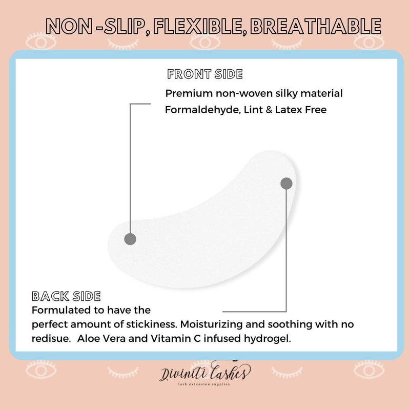 Under Eye Gel Pads - Lint Free Eye Pads for Lash Extensions with Aloe Vera Hydrogel Eye Patches, Eyelash Extension Supplies & Beauty Tools, Fit Most Eye Shape, Stick Well - Under Eye Pads DROP OF DIVINITI