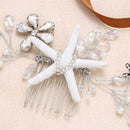 Yean Starfish Bride Wedding Hair Comb Sliver Crystal Beach Bridal Hair Piece Flower Hair Accessories for Women and Girls Yean