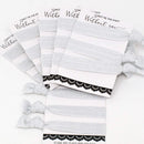 Bachelorette Hair Ties Set No Crease Ribbon Elastics Ouchless Ponytail Holders Hair Bands for Bachelorette Gift Bridesmaid Gift Bride Showers (6 Pack, Glitter Black) Mebel Lola