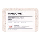 MARLOWE. No. 102 Men's Body Scrub Soap 7 oz | Earthy Oud Wood Scent | Best Exfoliating Bar for Men | Made with Natural Ingredients | Green Tea Extract | Updated Scent Marlowe
