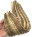 GOO GOO 24inch 50g 20pcs Tape in Human Hair Extensions Light Blonde Mixed Golden Blonde Remy Hair Extensions Tape in Straight Hair for Women GOO GOO