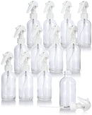 4 oz / 120 ml Clear Glass Boston Round Bottle with White Trigger Spray (12 pack) JUVITUS