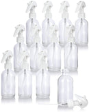 4 oz / 120 ml Clear Glass Boston Round Bottle with White Trigger Spray (12 pack) JUVITUS