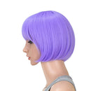 SWACC 10 Inch Short Straight Bob Wig with Bangs Synthetic Colorful Cosplay Daily Party Flapper Wig for Women and Kids with Wig Cap (Lavender Purple) SWACC