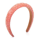 Rhinestone Headbands,Hestiasko Fashion Rhinestone Padded Headband Sparkling Diamond Headband Bling Headbands Beaded Headband Durable Handmade Hairbands for Women Girls,Pink Hestiasko