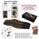GOO GOO Human Hair Extensions Wire Hair Balayage Natural Black Mixed Chestnut Brown 16 Inch 80g Real Hair Extensions Natural Wire Hair Extensions with Transparent Line GOO GOO