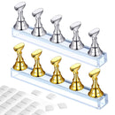 2 Set Acrylic Nail Practice Stand Magnetic Nail Tip Art Display Stand Holder Manicure Tool with Reusable Adhesive Putty Clay for Home Salon Makeup Lenlorry