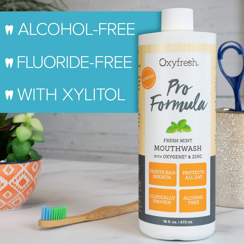 Premium Oxyfresh Pro Formula Fresh Mint Mouthwash – Patented Zinc Mouthwash for All Day Fresh Breath & Healthy Gums – Refreshing & Alcohol Free Mouthwash | 16oz Oxyfresh