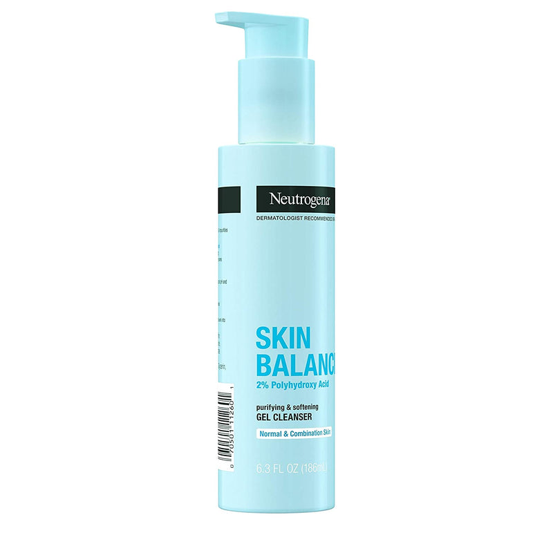 Neutrogena Skin Balancing Purifying Gel Cleanser with 2% Polyhydroxy Acid (PHA), Softening Face Wash for Normal & Combo Skin, Paraben-Free, Soap-Free, Sulfate-Free, 6.3 oz Neutrogena Store