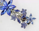 Faship Gorgeous Blue Crystal Floral Hair Barrette Faship
