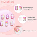 48 Pcs Press on Nails for Kids Fake Nails for Girls False Nails Lovely Children Gift Nail Art Decoration (Girl Theme) JANYUN