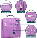 PAVILIA Hanging Travel Toiletry Bag Women Men | Cosmetic, Makeup Organizer Kit for Toiletries Accessories, Bathroom Hygiene, Water Resistant(Purple) PAVILIA
