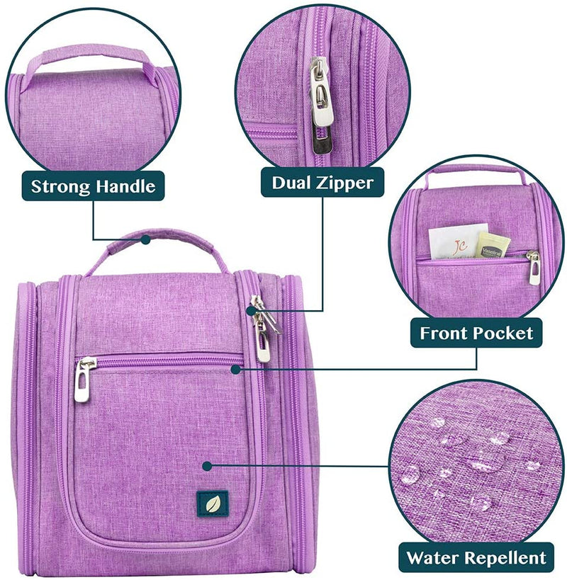 PAVILIA Hanging Travel Toiletry Bag Women Men | Cosmetic, Makeup Organizer Kit for Toiletries Accessories, Bathroom Hygiene, Water Resistant(Purple) PAVILIA
