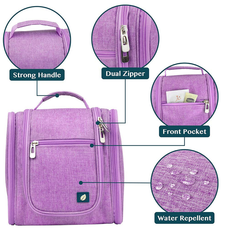 PAVILIA Hanging Travel Toiletry Bag Women Men | Cosmetic, Makeup Organizer Kit for Toiletries Accessories, Bathroom Hygiene, Water Resistant(Purple) PAVILIA
