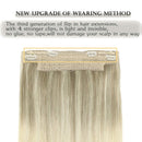 GOO GOO Hair Extensions Wire Hair Extensions Ombre Ash Blonde to Golden Blonde Mixed Platinum Blonde 12 Inch 70g Hairpiece Remy Human Hair Extensions Real Hair GOO GOO