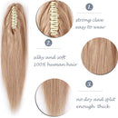 100% Remy Human Hair Ponytail Extension One Piece Claw/Jaw Clip Ponytail Hairpiece For Girl Lady Women Clip In Pony Tail Extensions Long Straight