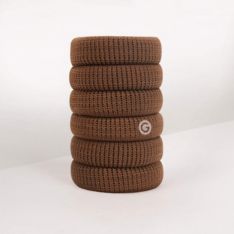 GIMME Bands Thick Fit Hair Ties | No Break Microfiber Thick Hair Elastics | A Firm Yet Gentle All Day Hold with No Snagging, Dents, or Breakage | Brown Chestnut GIMME