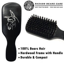 Badass Beard Care 100% Boars Hair Hardwood Frame Black Series Beard Brush For Men with Handle Badass Beard Care