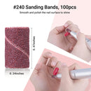 MelodySusie 400 Pcs Professional Sanding Bands with 2 Mandrels for Nail Drill, 80 Coarse, 120 Medium, 180 Fine Grit, 240 Extreme Fine EFile Sand Piece Nail Drill Bits Set for Manicures and Pedicure MelodySusie