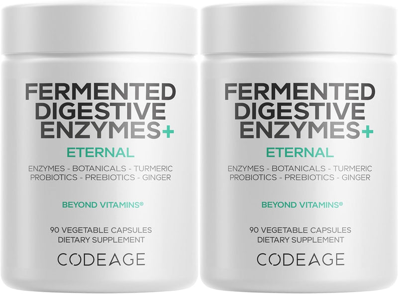 Codeage Fermented Digestive Enzymes Supplement 3-Month Supply - 14 Digestive Enzymes, Probiotics, Prebiotics, Fermented Botanicals, Plant-Based Multi Pancreatic Enzymes - 1 Capsule a Day - 90 Capsules Infinity Warehouse