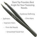 Zizzili Basics Tweezers - Surgical Grade Slant and Pointed Tweezer for Eyebrow, Facial Hair Removal and your Precision Needs - Bundle Zizzili Basics