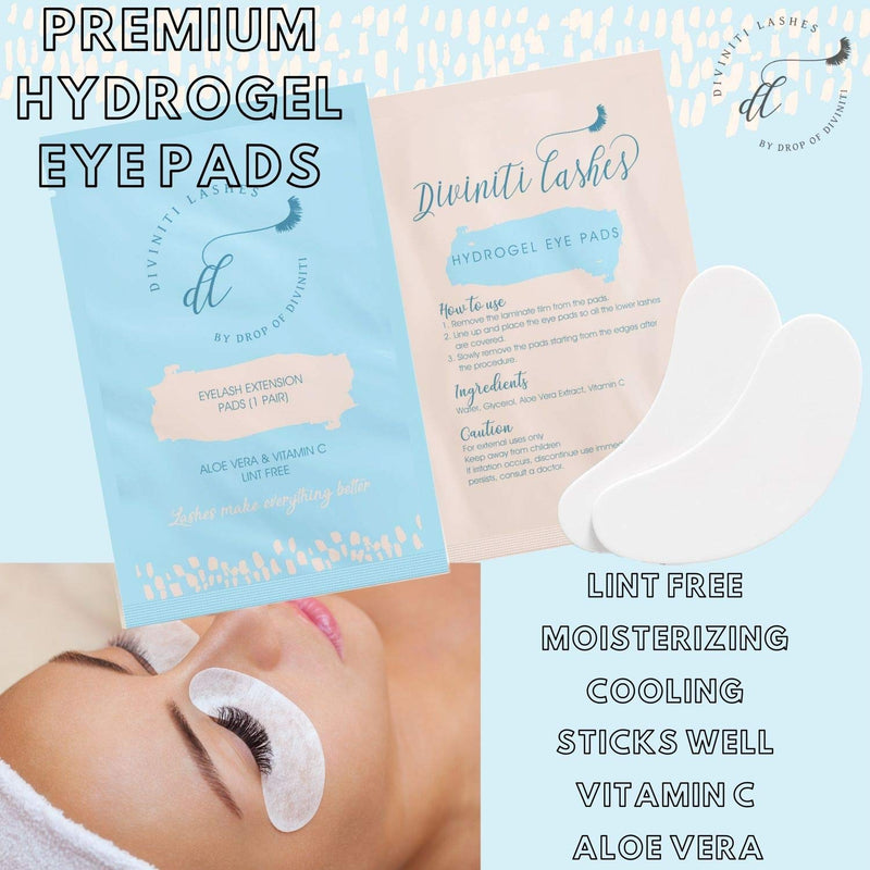 Under Eye Gel Pads - Lint Free Eye Pads for Lash Extensions with Aloe Vera Hydrogel Eye Patches, Eyelash Extension Supplies & Beauty Tools, Fit Most Eye Shape, Stick Well - Under Eye Pads DROP OF DIVINITI