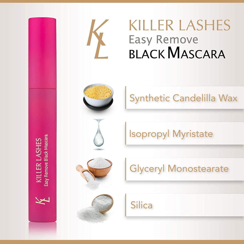 KL Killer Lashes Easy Remove Smudge Free Mascara Black for Fuller and Longer Lashes KL KILLER LASHES