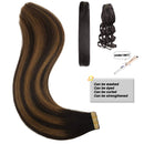 Doores 50g Hair Extensions Tape in Ombre Dark Brown to Chestnut Brown Remy Tape in Human Hair Extensions Real Hair Skin Weft Hair Extensions 20pcs 16 Inch DOORES Store