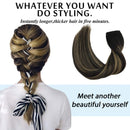 GOO GOO Human Hair Extensions Natural Black to Light Blonde, 100g Halo Hair Extensions 20 Inch Straight Real Hair Extensions with Fish Line Invisible Wire Hidden Crown Hair Extensions Hairpiece GOO GOO Store